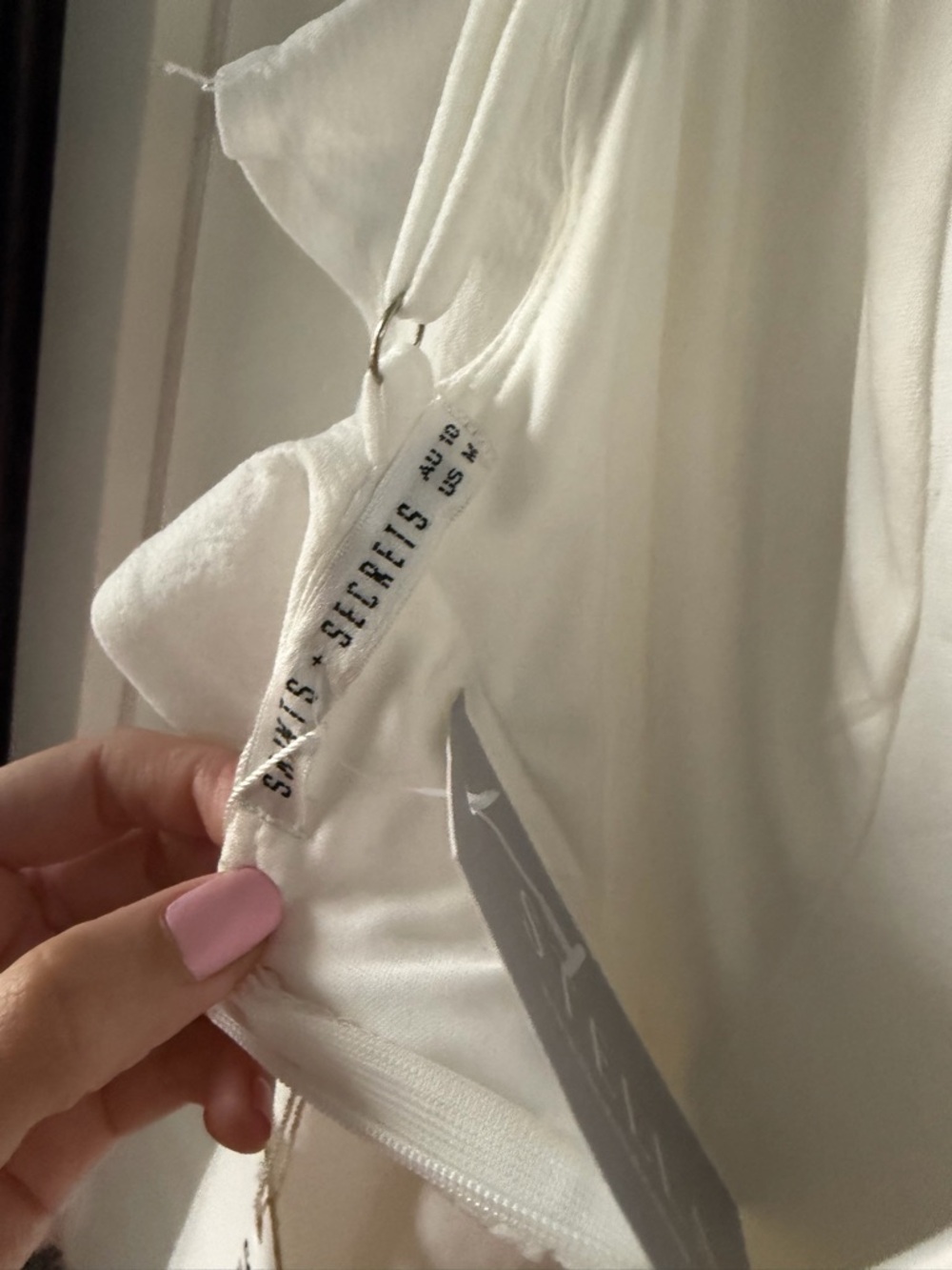 White Ruffle Rhinestone Strap Mini Dress - Picture 10 of 12